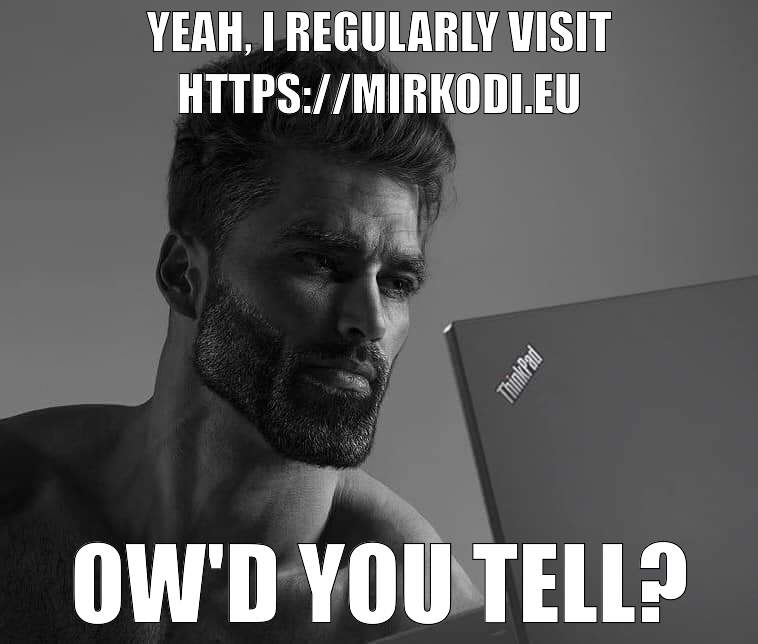 A photo of Gigachad saying that he regularly visits
                    https://mirkodi.eu and asking how you'd tell.